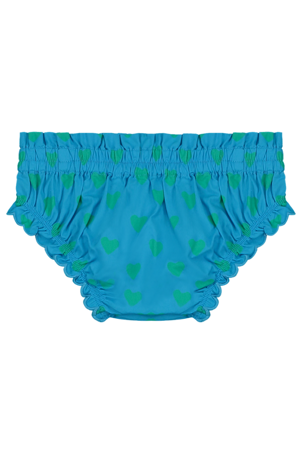 Bloomer BETTY couche culotte élastique pour bébé mixte unisexe en coton 100% bio certifié GOTS style vintage couleur bleu motif cœurs verts