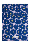 Pochette à rabas pour ordinateur portable, accessoire pour ordinateur, imprimé lilas motif grandes fleurs navy